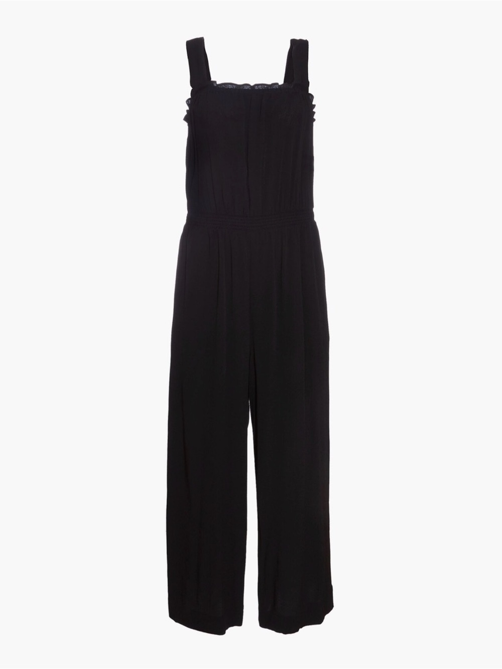 Madewell Black Smocked-Waist Wide-Leg Jumpsuit - Size 8 -‎ Viscose Sleeveless - Picture 4 of 8